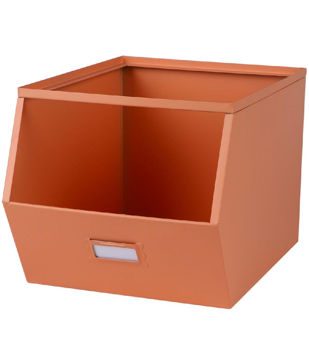 wadiga Casier de rangement en métal rose empilable avec étiquette 32x23x21cm