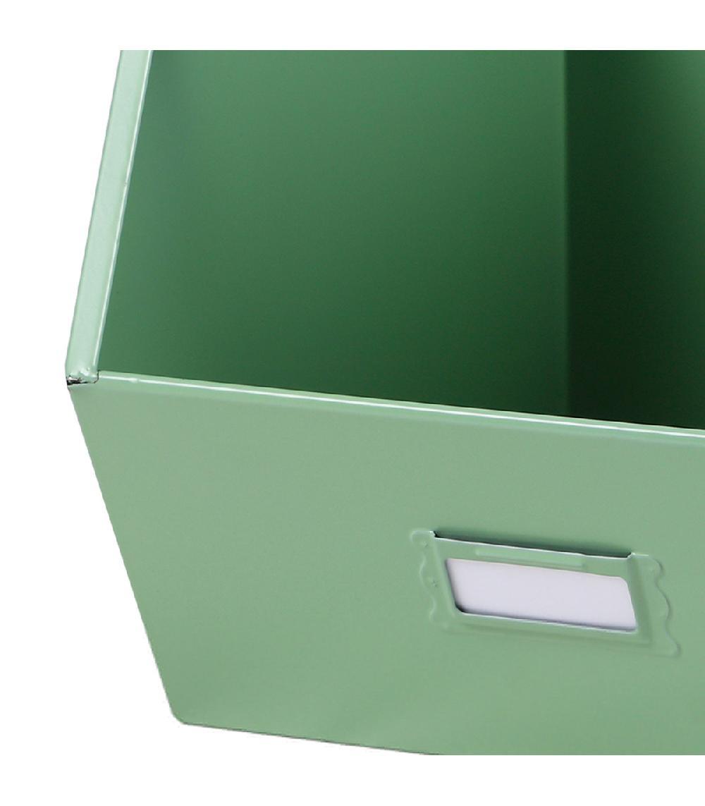 Wadiga Casier De Rangement En Métal Vert Empilable Avec étiquette 32x23x21cm