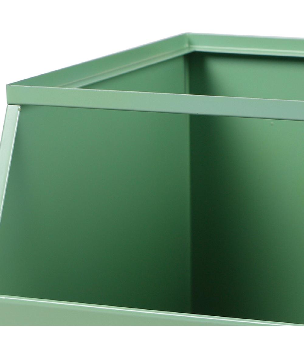 Wadiga Casier De Rangement En Métal Vert Empilable Avec étiquette 32x23x21cm