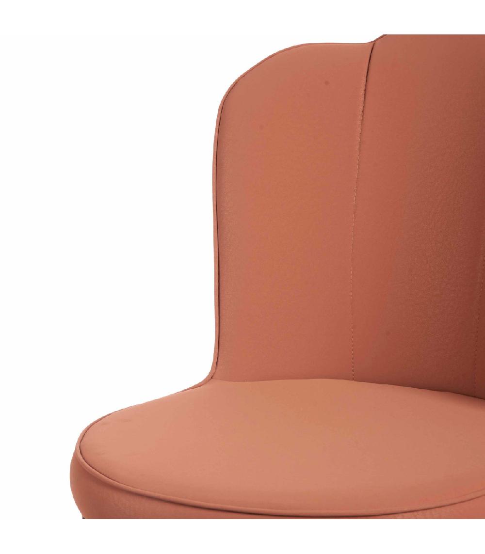 Wadiga Chaise Coquillage Similicuir Rose Et Pieds En Métal Noir Et Doré