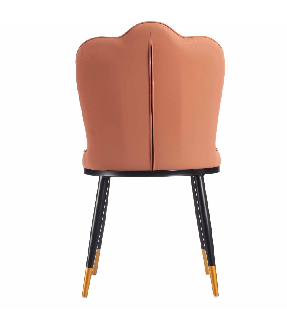 Wadiga Chaise Coquillage Similicuir Rose Et Pieds En Métal Noir Et Doré