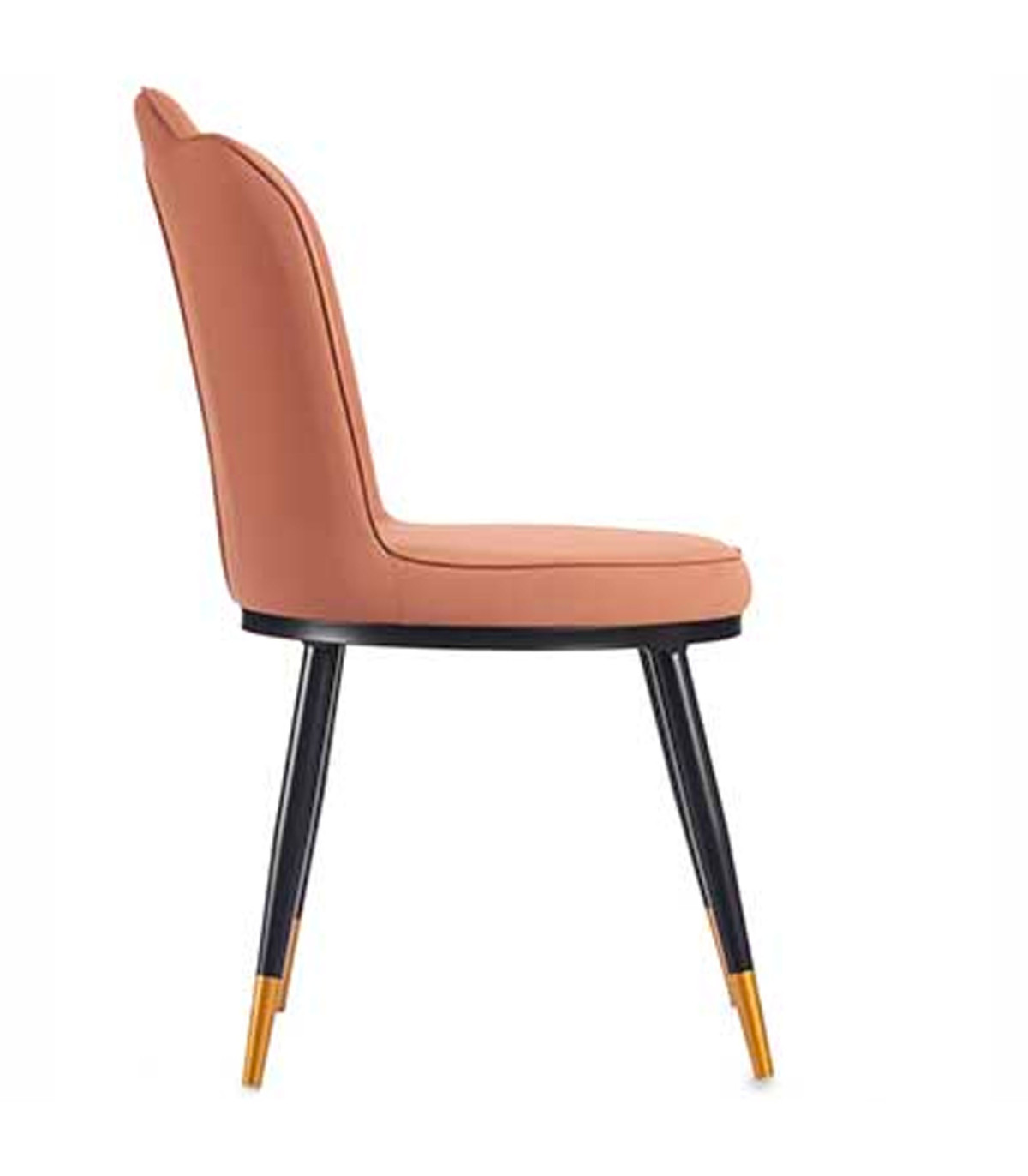 Wadiga Chaise Coquillage Similicuir Rose Et Pieds En Métal Noir Et Doré