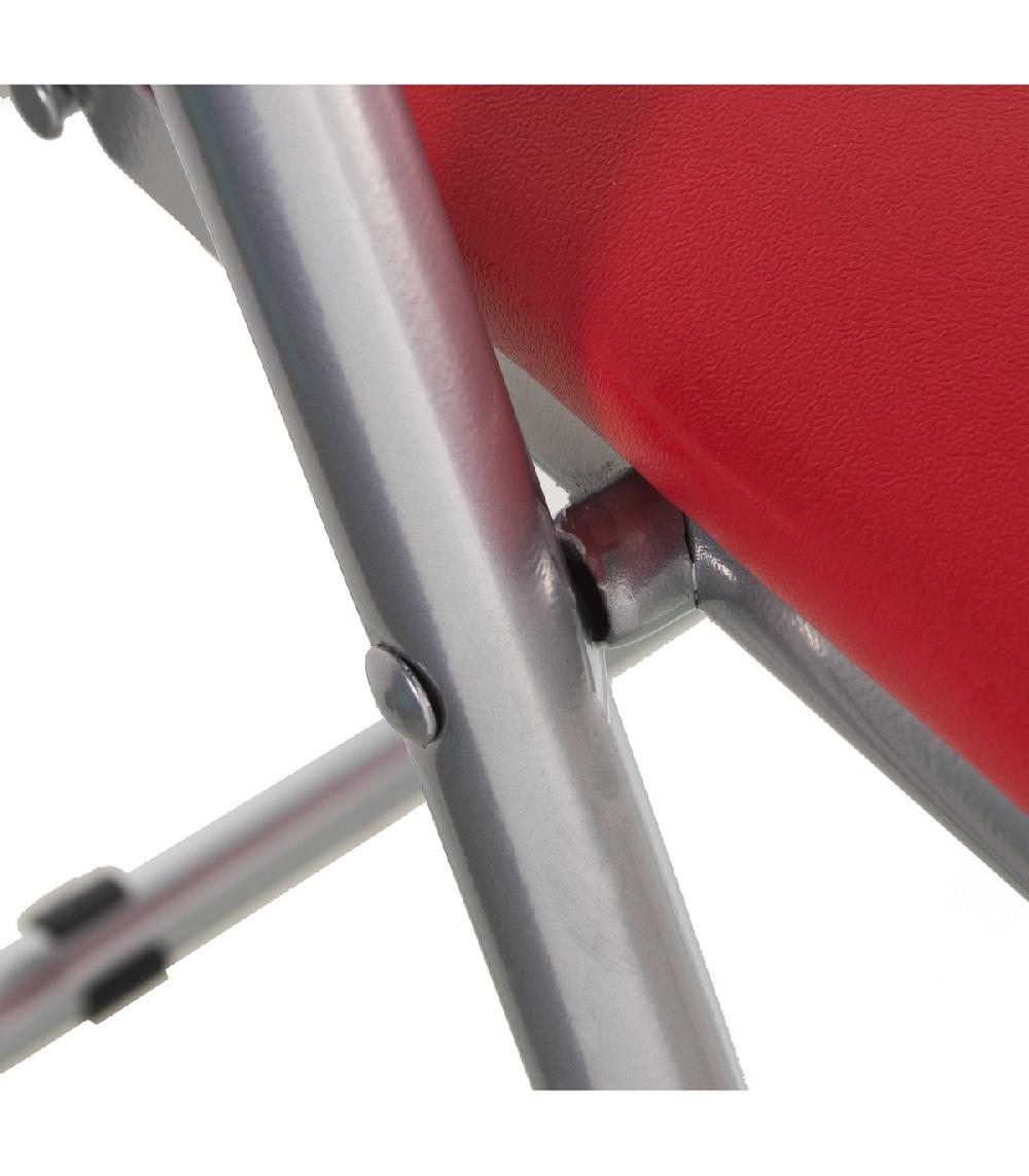 Wadiga Chaise D'appoint Pliable En Métal Chromé Et Similicuir Rouge - 44x46x78cm