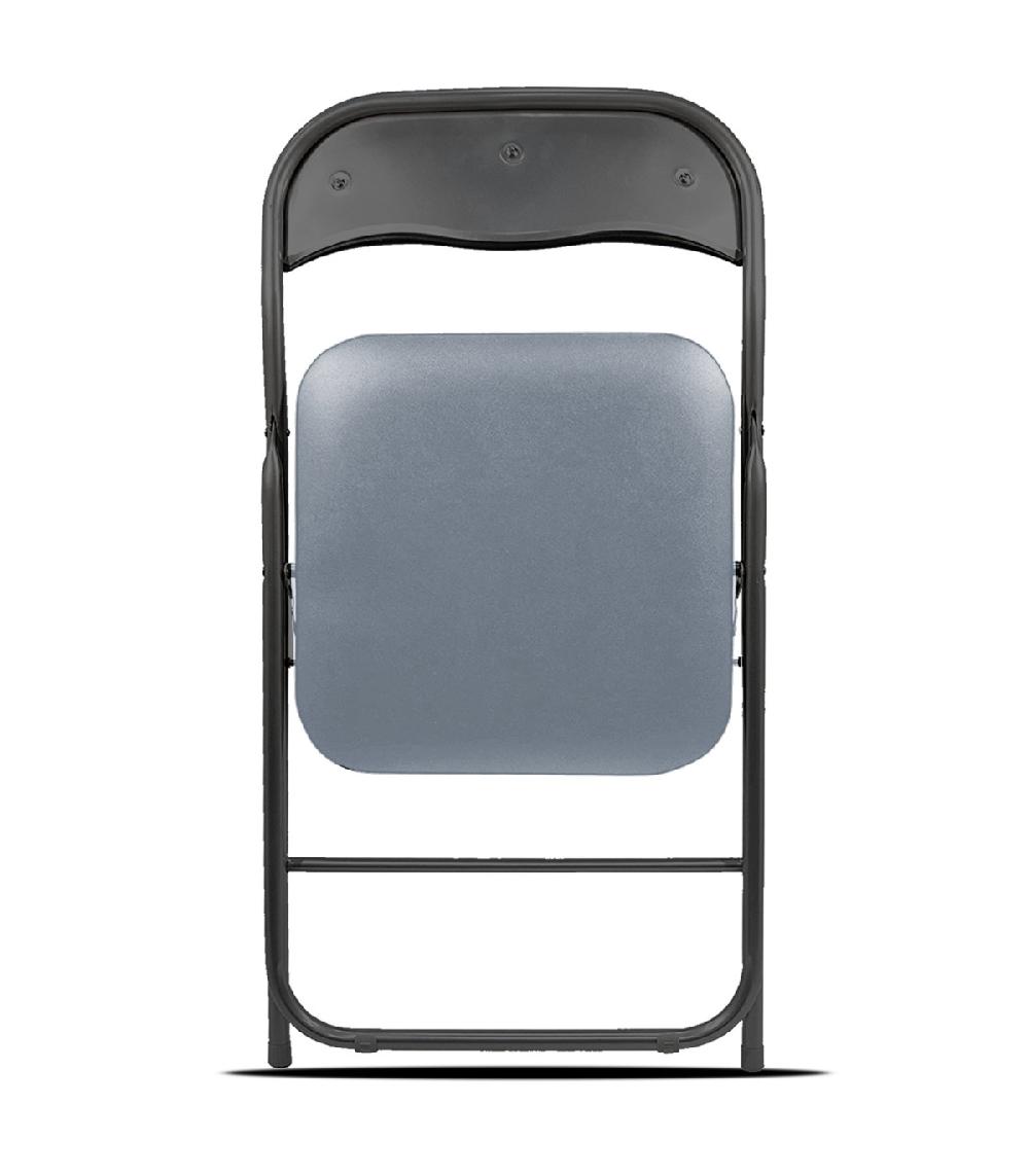 Wadiga Chaise D'appoint Pliante En Métal Et PVC Anthracite 44x48x80cm