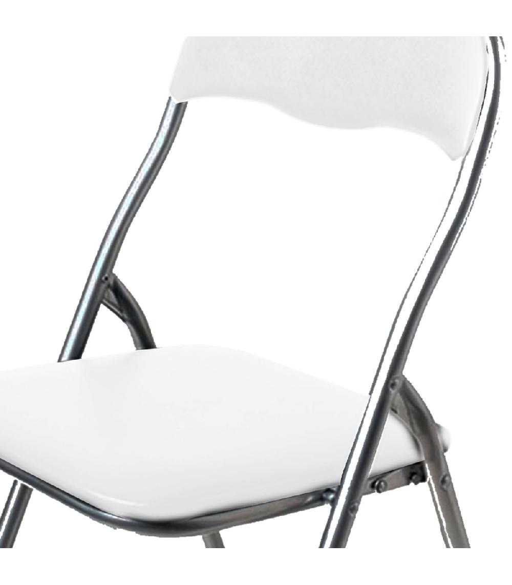 Wadiga Chaise D'appoint Pliante En Métal Et PVC Blanc 44x48x80cm