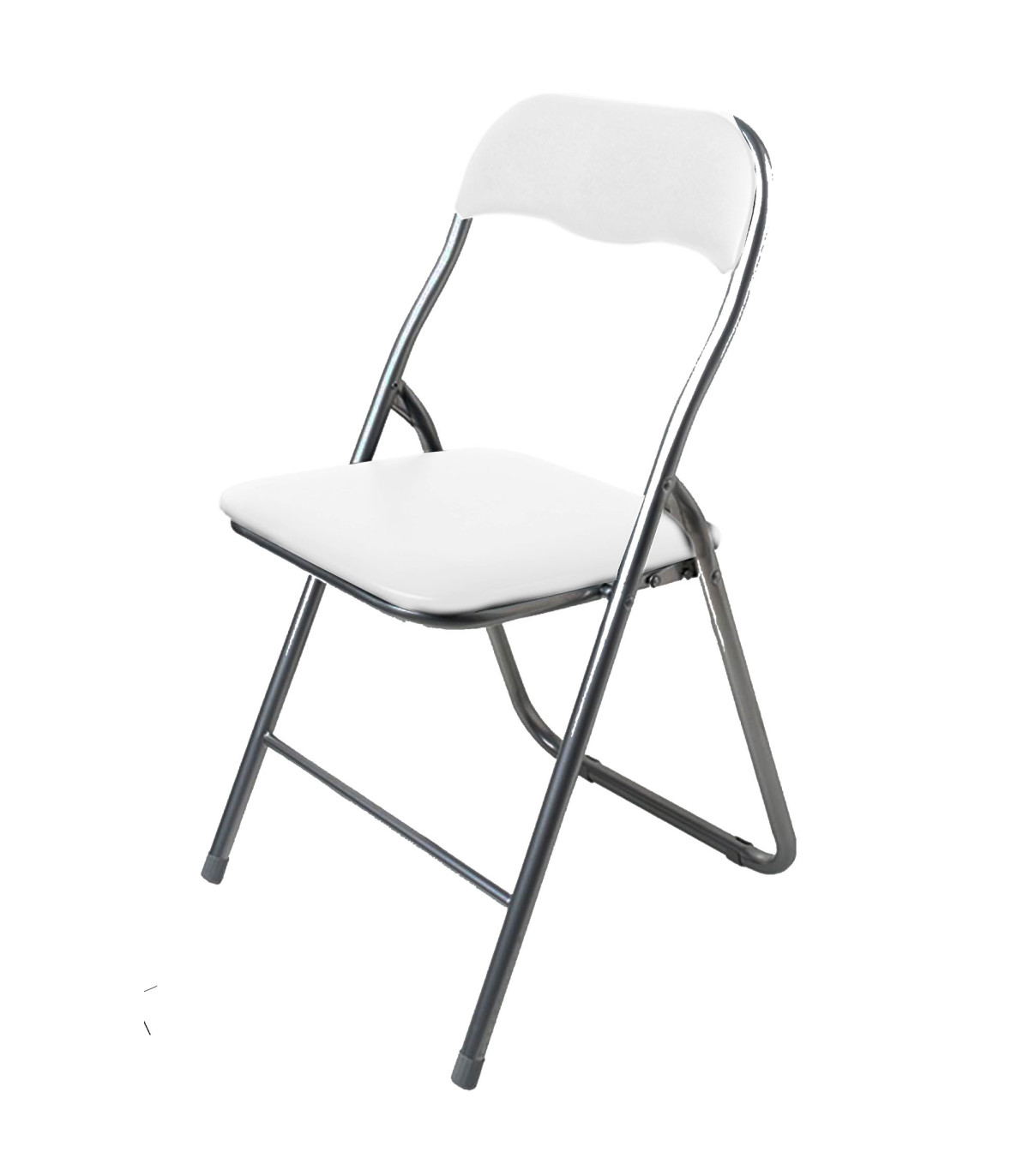 wadiga Chaise d'appoint pliante en métal et PVC blanc 44x48x80cm