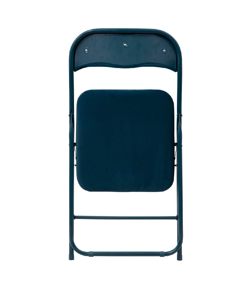 Wadiga Chaise D'appoint Pliante En Métal Et Velours Bleu - 44x48.5x79cm