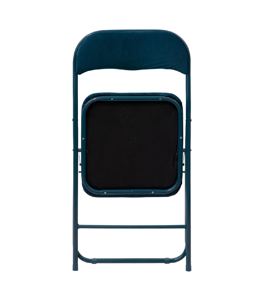 Wadiga Chaise D'appoint Pliante En Métal Et Velours Bleu - 44x48.5x79cm