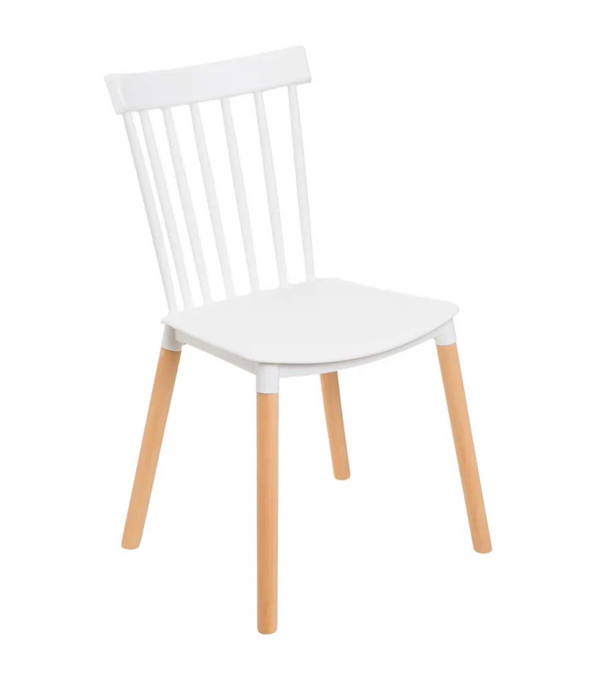 wadiga Chaise de cuisine bois et plastique blanc 50x52x82cm