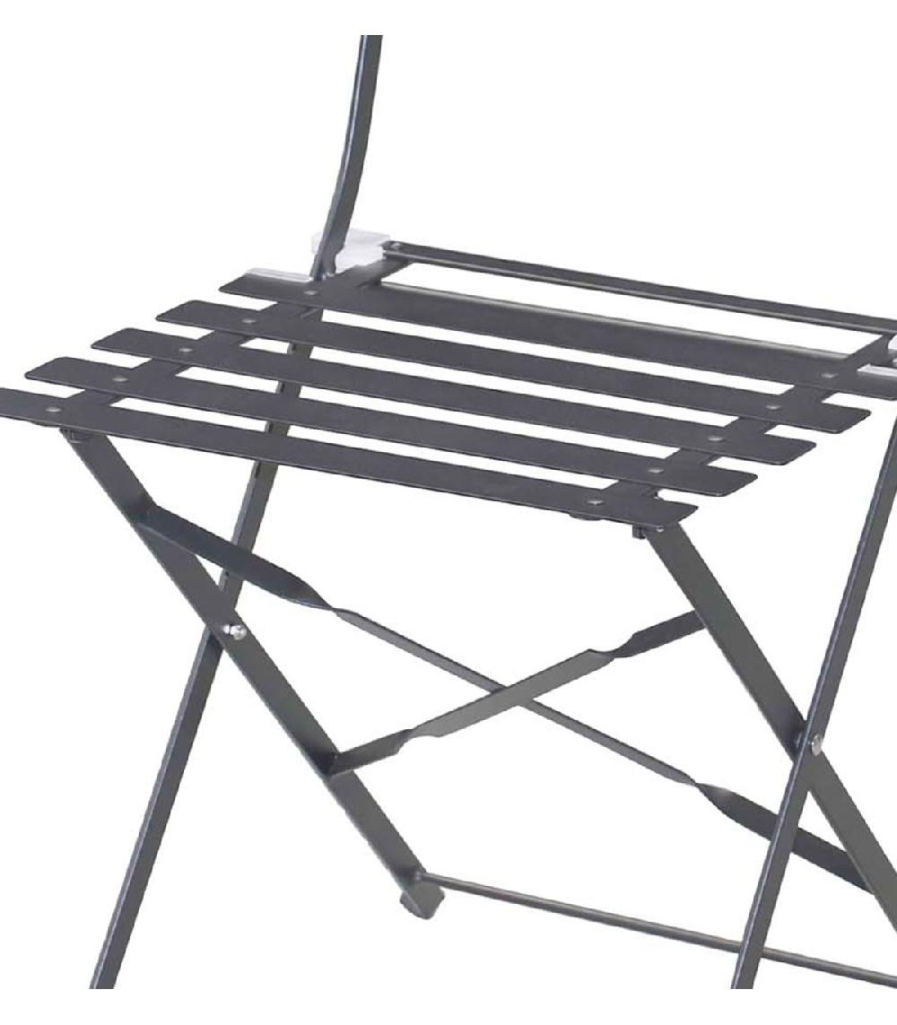 Wadiga Chaise De Jardin Pliable En Métal Gris Anthracite - 46x42x82cm