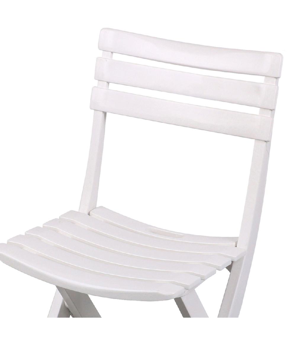 Wadiga Chaise De Jardin Pliable En Plastique Blanc 41.5x40x79cm