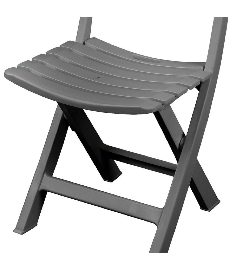 Wadiga Chaise De Jardin Pliable En Plastique Gris Anthracite 41.5x40x79cm