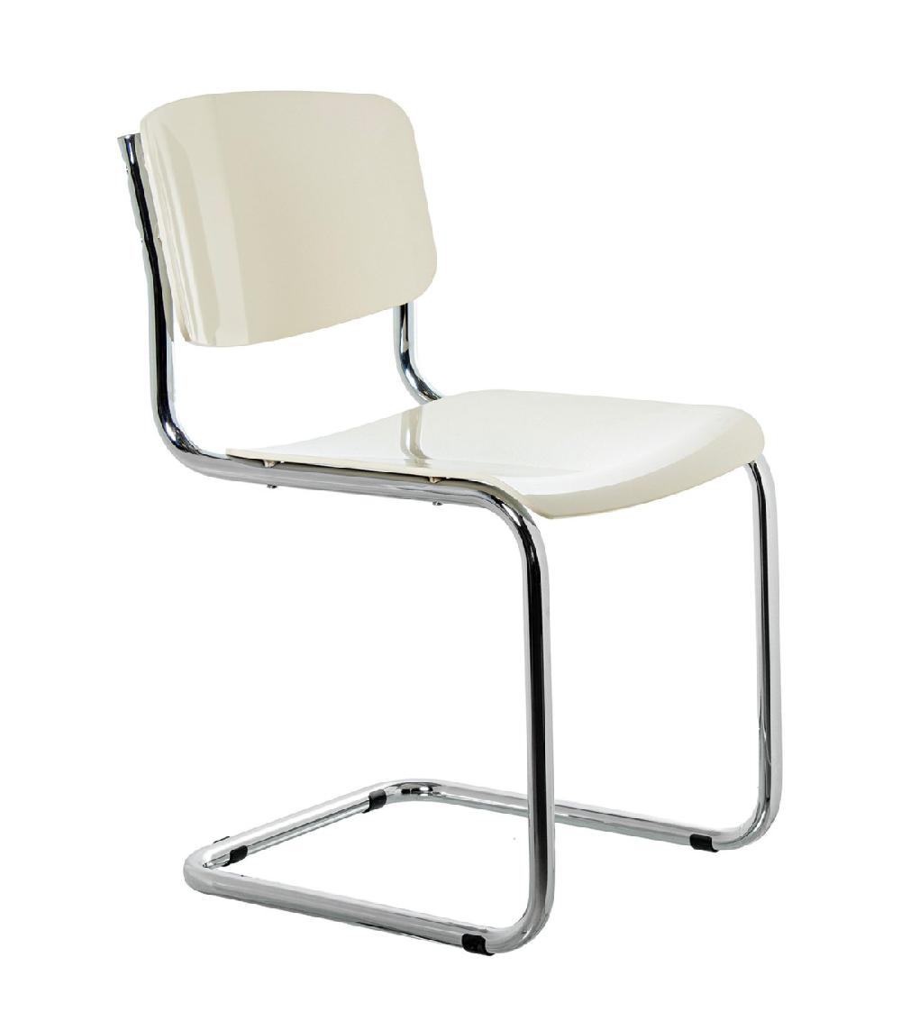 wadiga Chaise design ABS blanc et pieds métal chromé 43x57x81cm
