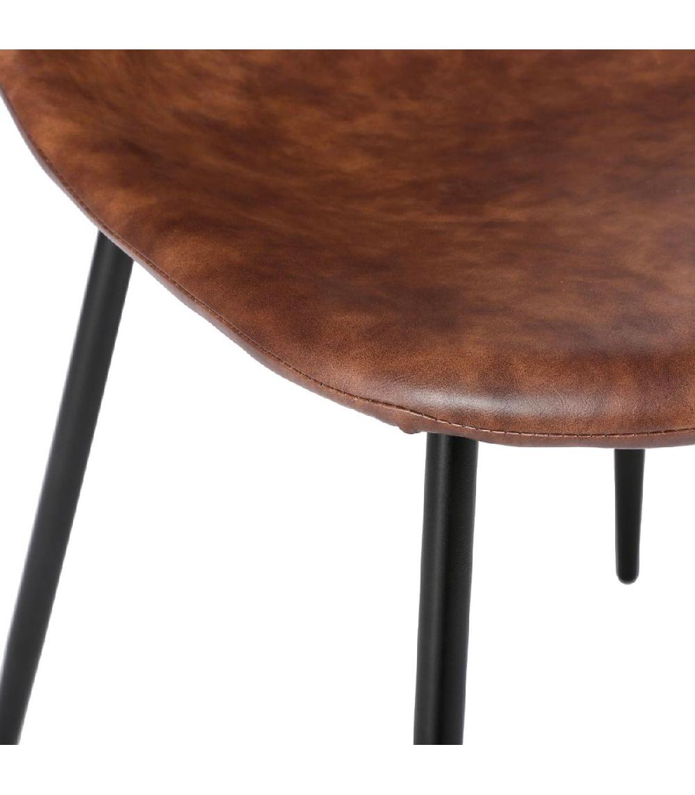 Wadiga Chaise En Similicuir Marron Et Pieds En Métal Noir 43x53x80cm