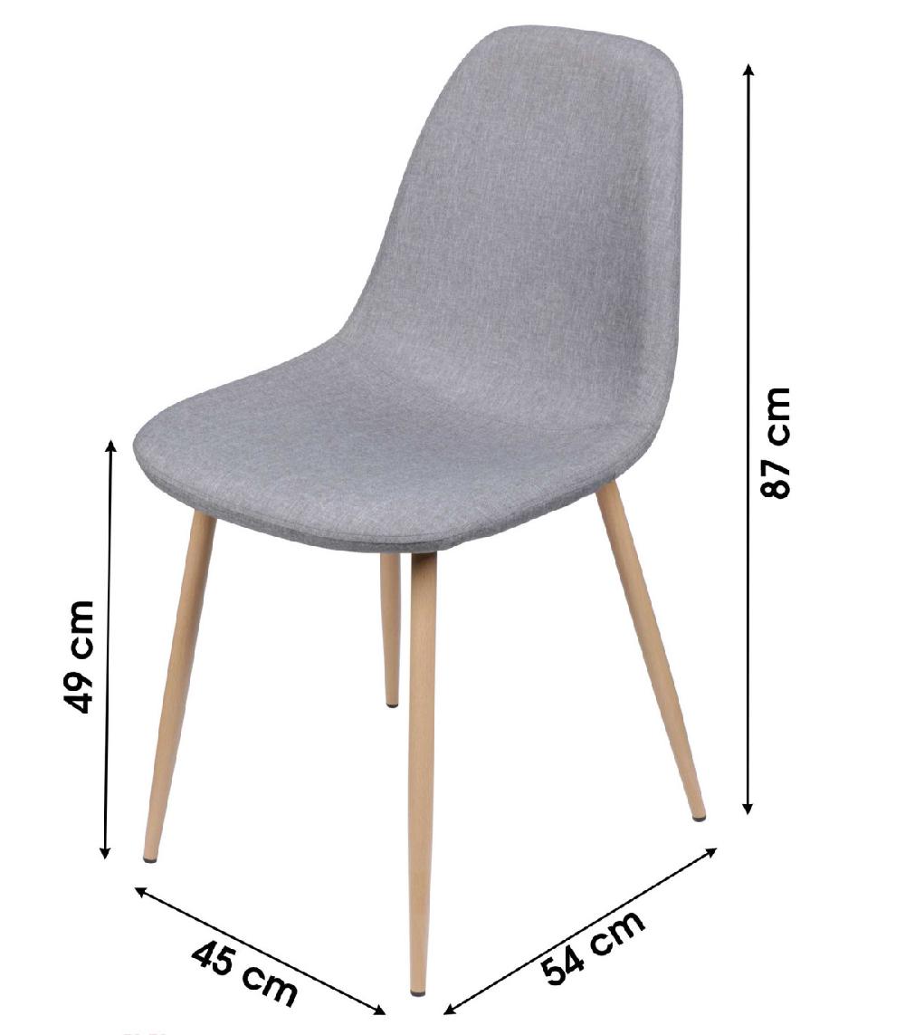 Wadiga Chaise En Tissu Gris Clair Pieds En Métal Effet Bois