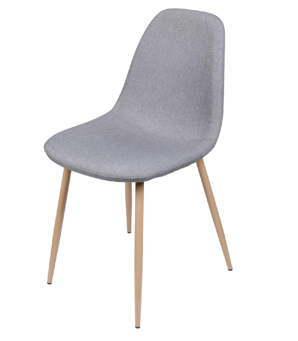 wadiga Chaise en Tissu Gris Clair Pieds en Métal Effet Bois