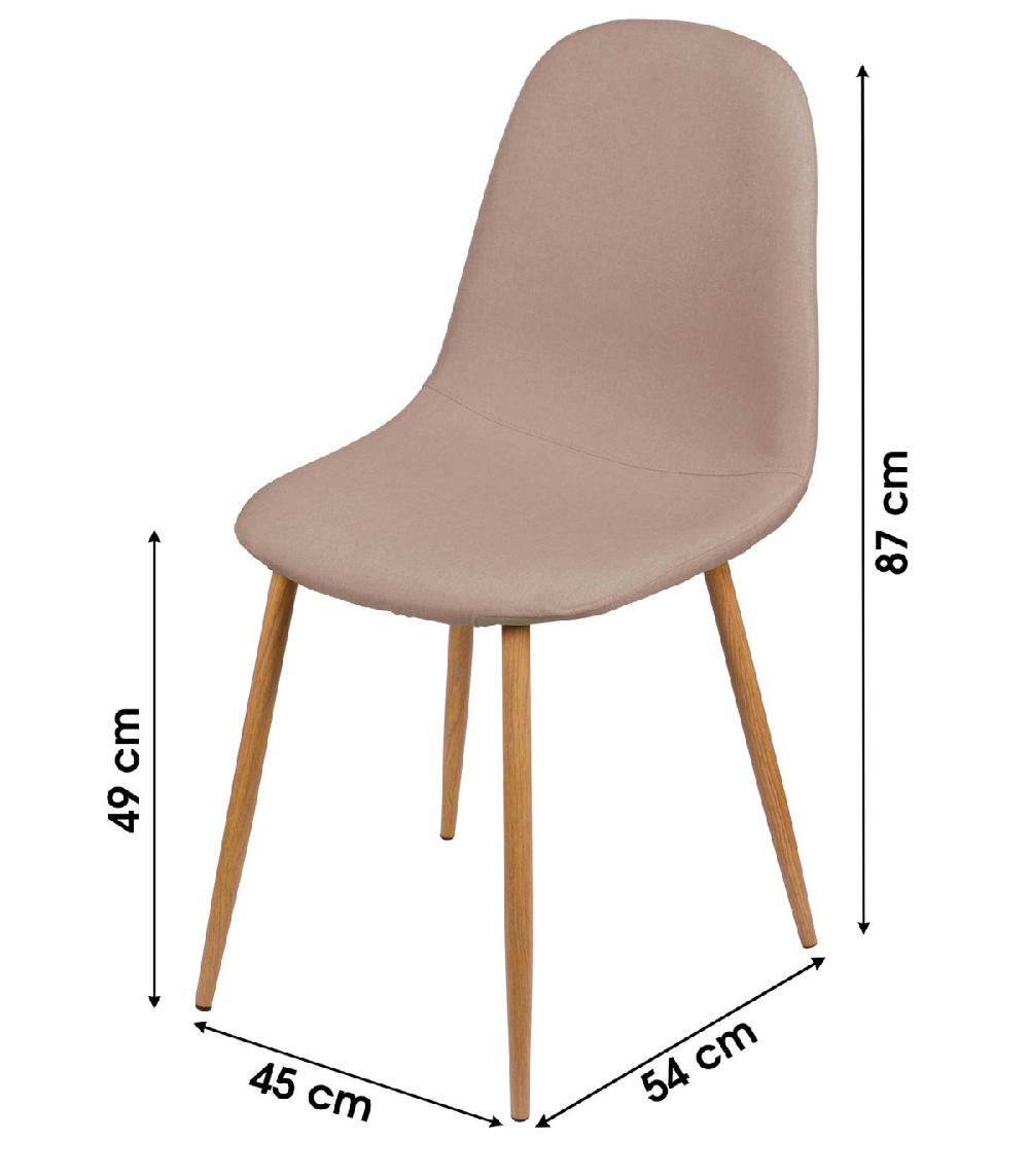Wadiga Chaise En Tissu Taupe Pieds En Métal Effet Bois