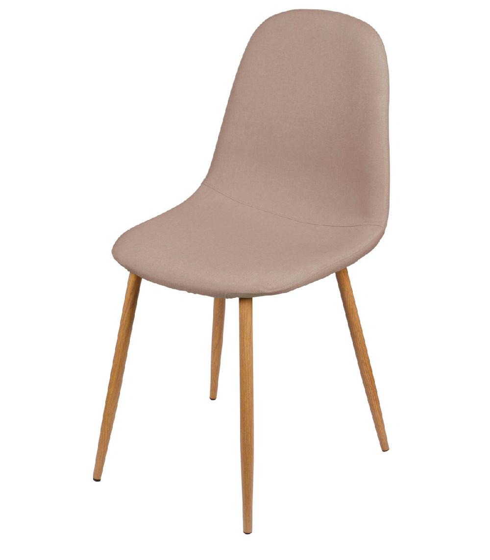 wadiga Chaise en Tissu Taupe Pieds en Métal Effet Bois