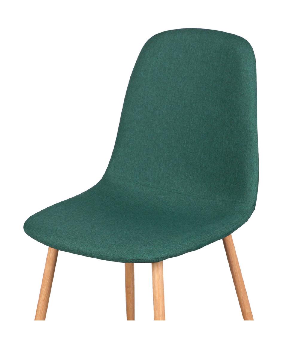 Wadiga Chaise En Tissu Vert Pieds En Métal Effet Bois 45x54x87cm