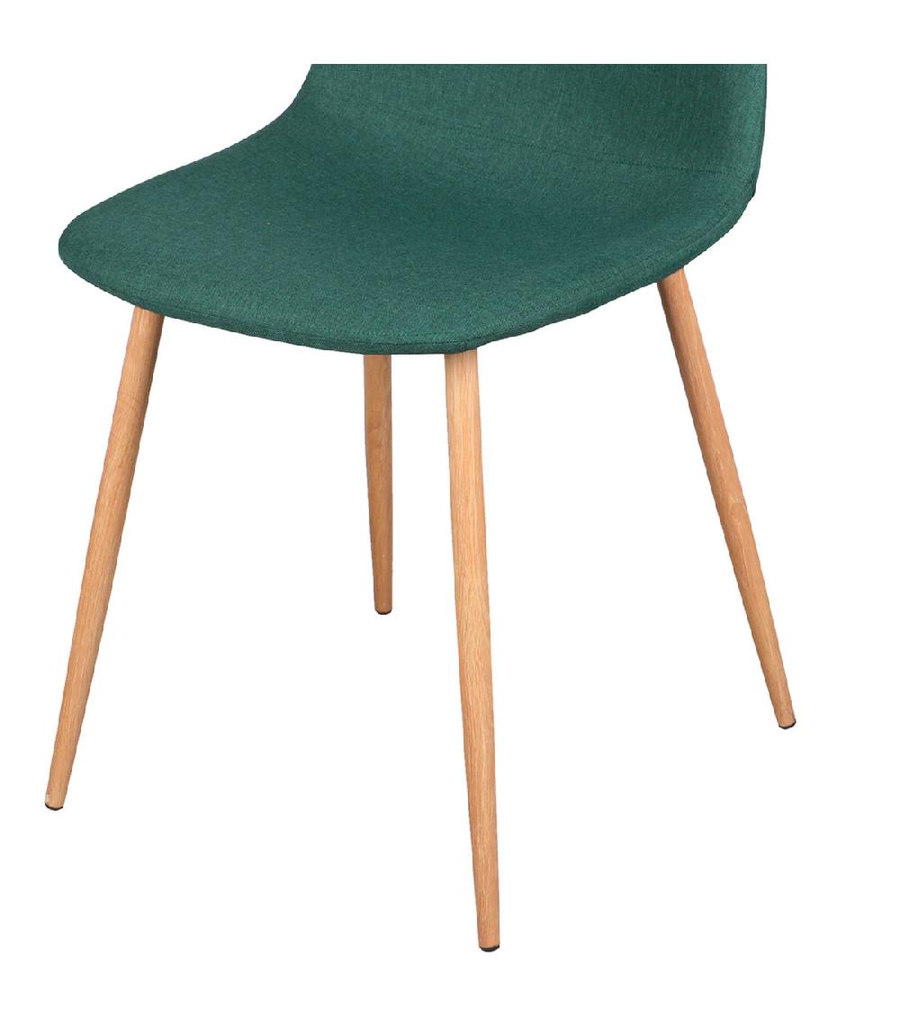 Wadiga Chaise En Tissu Vert Pieds En Métal Effet Bois 45x54x87cm