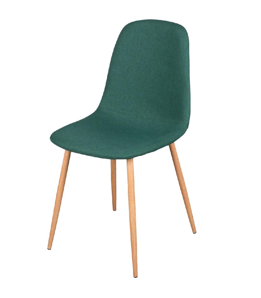 wadiga Chaise en tissu vert pieds en métal effet bois 45x54x87cm