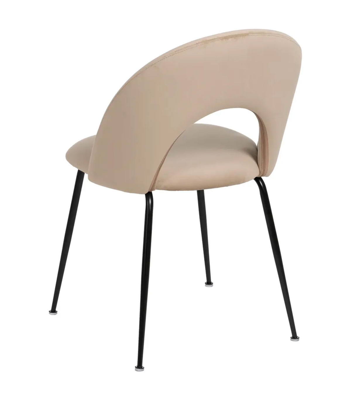 Wadiga Chaise En Velours Beige Et Métal Noir 49x60x81cm