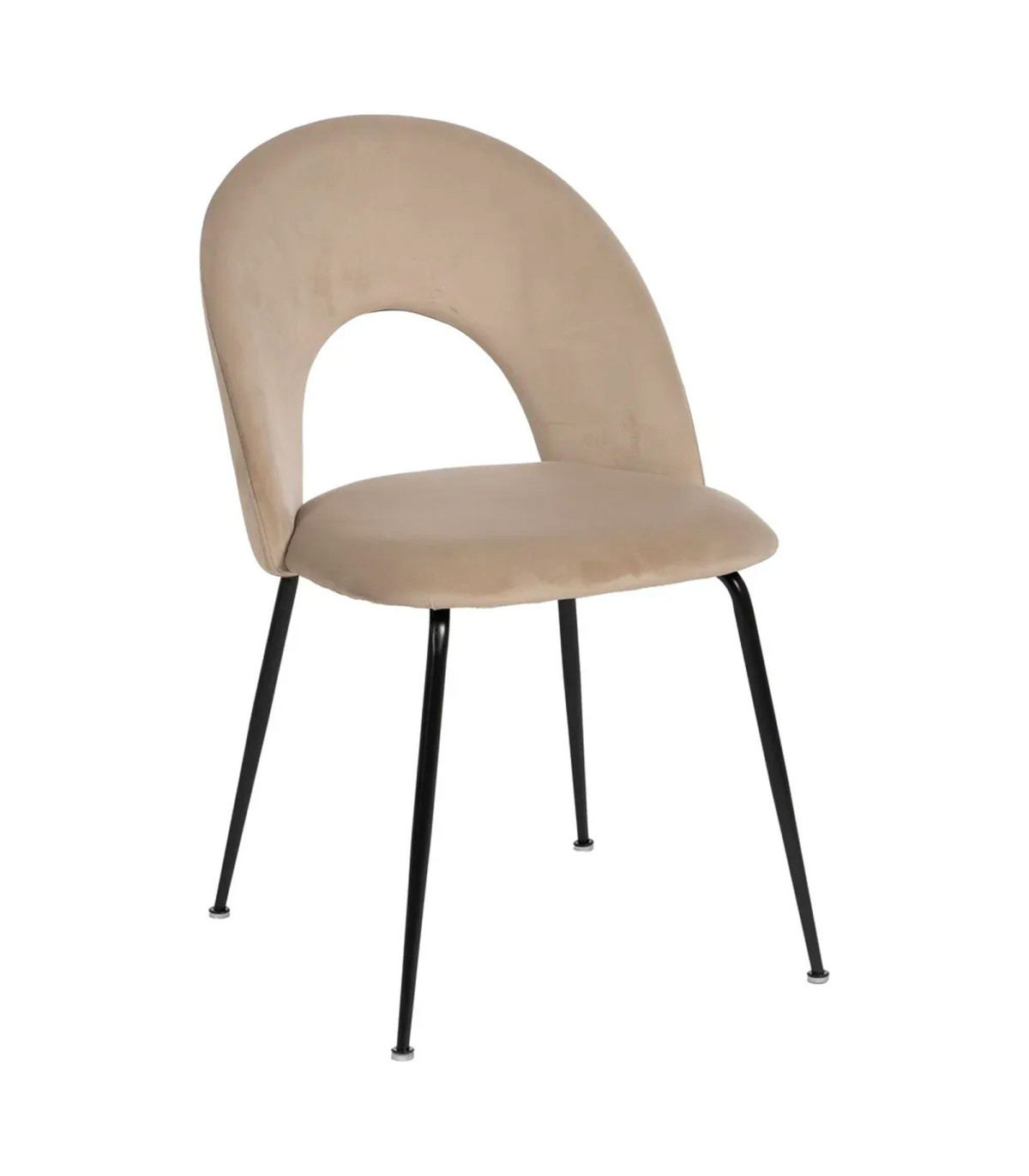 wadiga Chaise en velours beige et métal noir 49x60x81cm