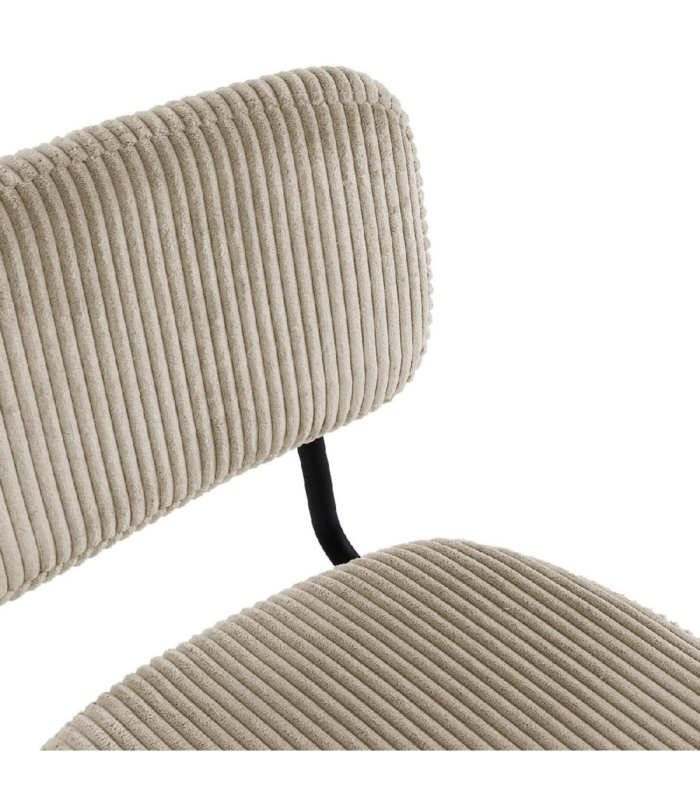 Wadiga Chaise En Velours Côtelé Beige Et Métal Noir 51.5x50x77cm