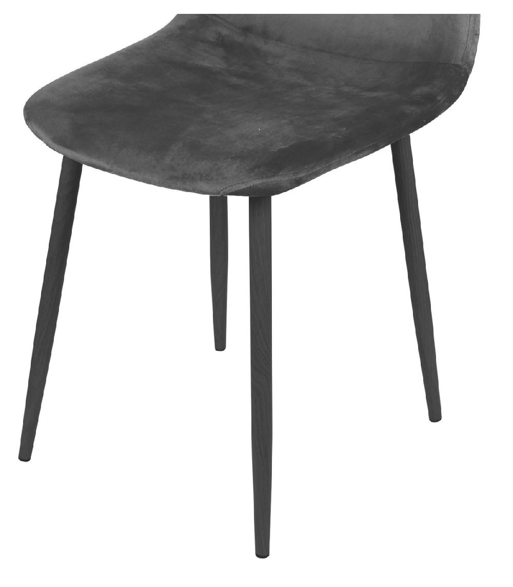 Wadiga Chaise En Velours Gris Pieds En Métal Noir - 44x53x88cm