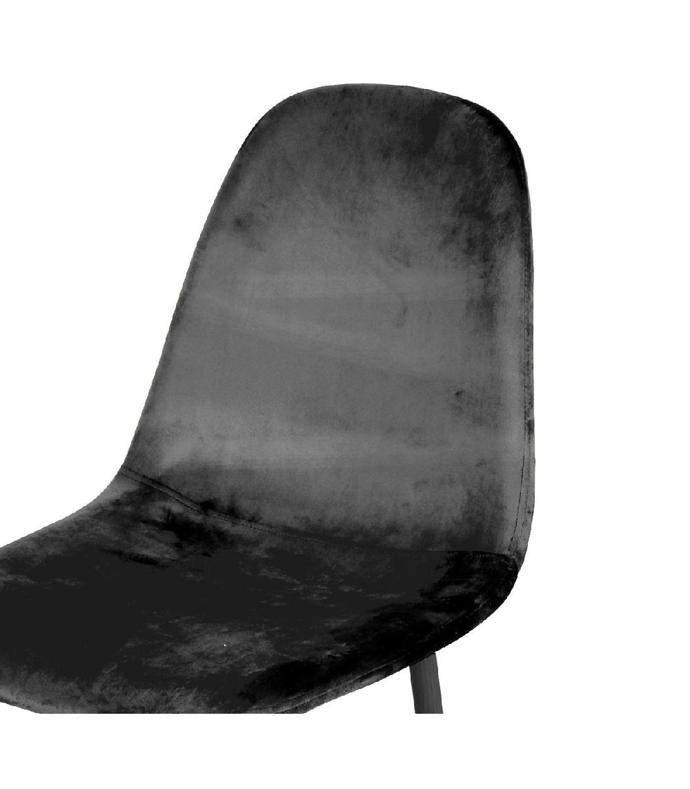 Wadiga Chaise En Velours Noir Pieds En Métal Noir - 44x53x88cm