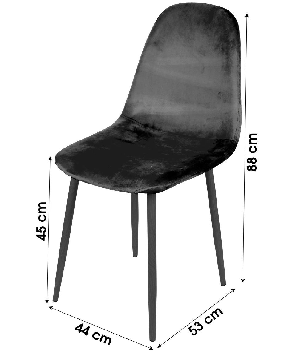 Wadiga Chaise En Velours Noir Pieds En Métal Noir - 44x53x88cm