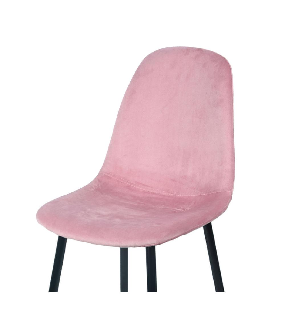 Wadiga Chaise En Velours Rose Pieds En Métal Noir - 44x53x88cm