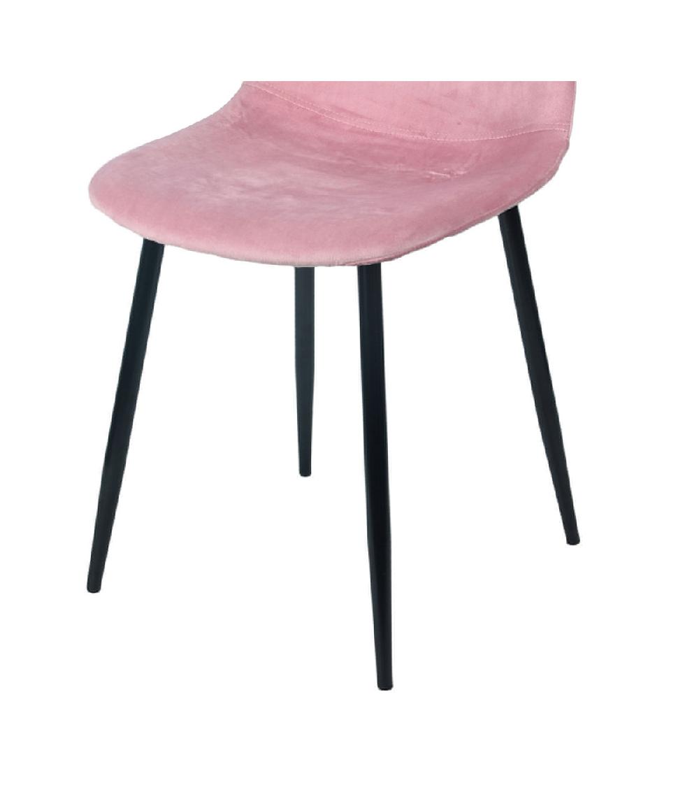 Wadiga Chaise En Velours Rose Pieds En Métal Noir - 44x53x88cm