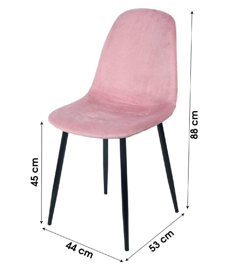 Wadiga Chaise En Velours Rose Pieds En Métal Noir - 44x53x88cm
