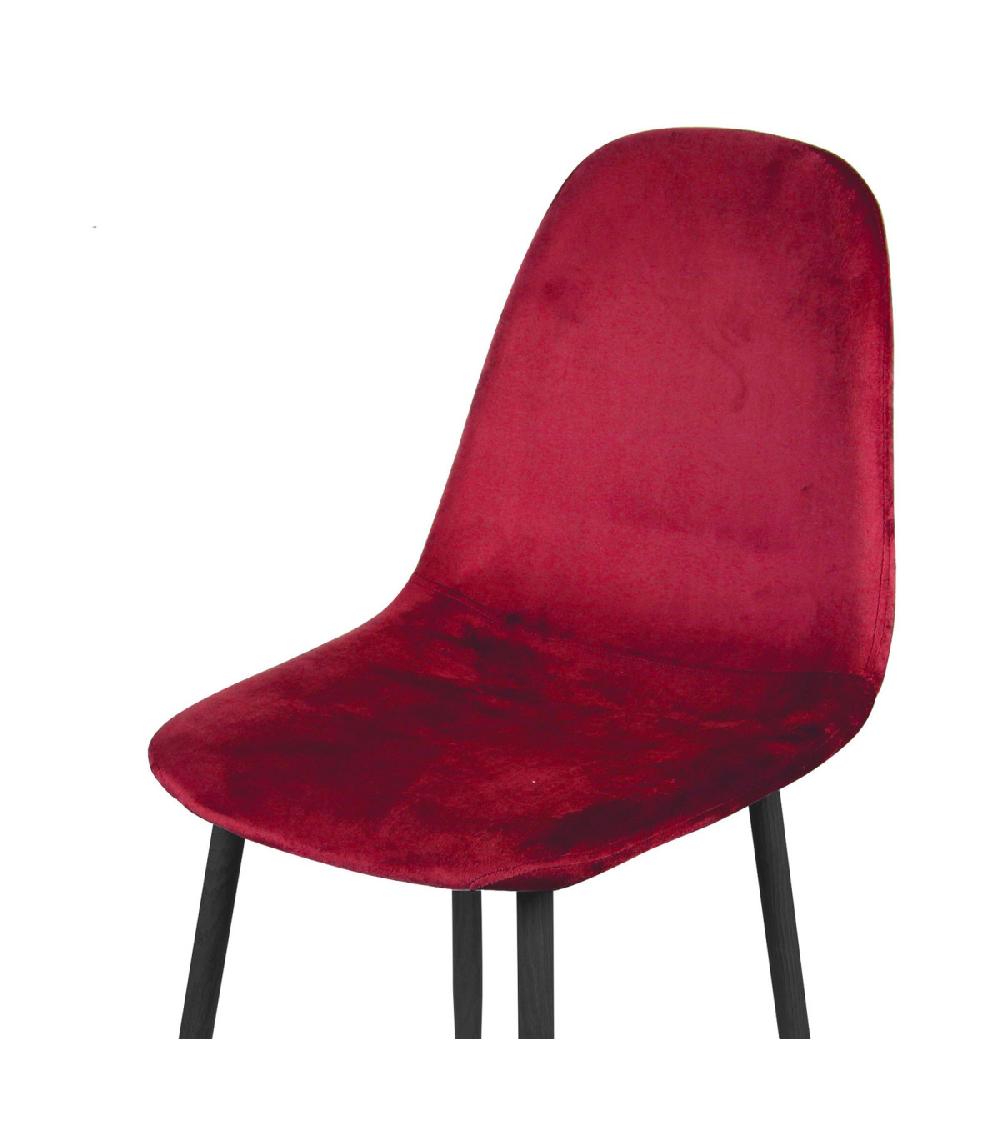 Wadiga Chaise En Velours Rouge Pieds En Métal Noir - 44x53x88cm