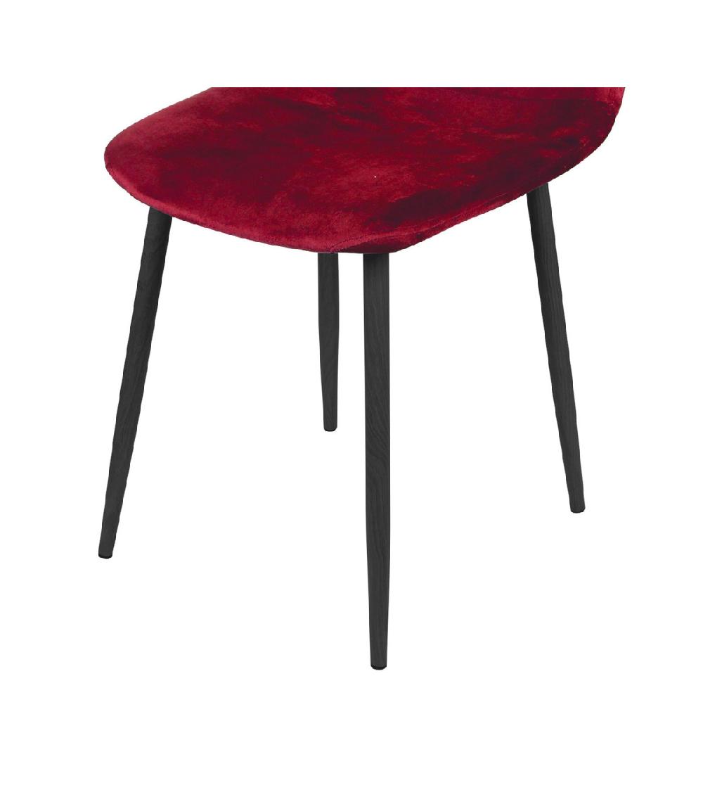 Wadiga Chaise En Velours Rouge Pieds En Métal Noir - 44x53x88cm