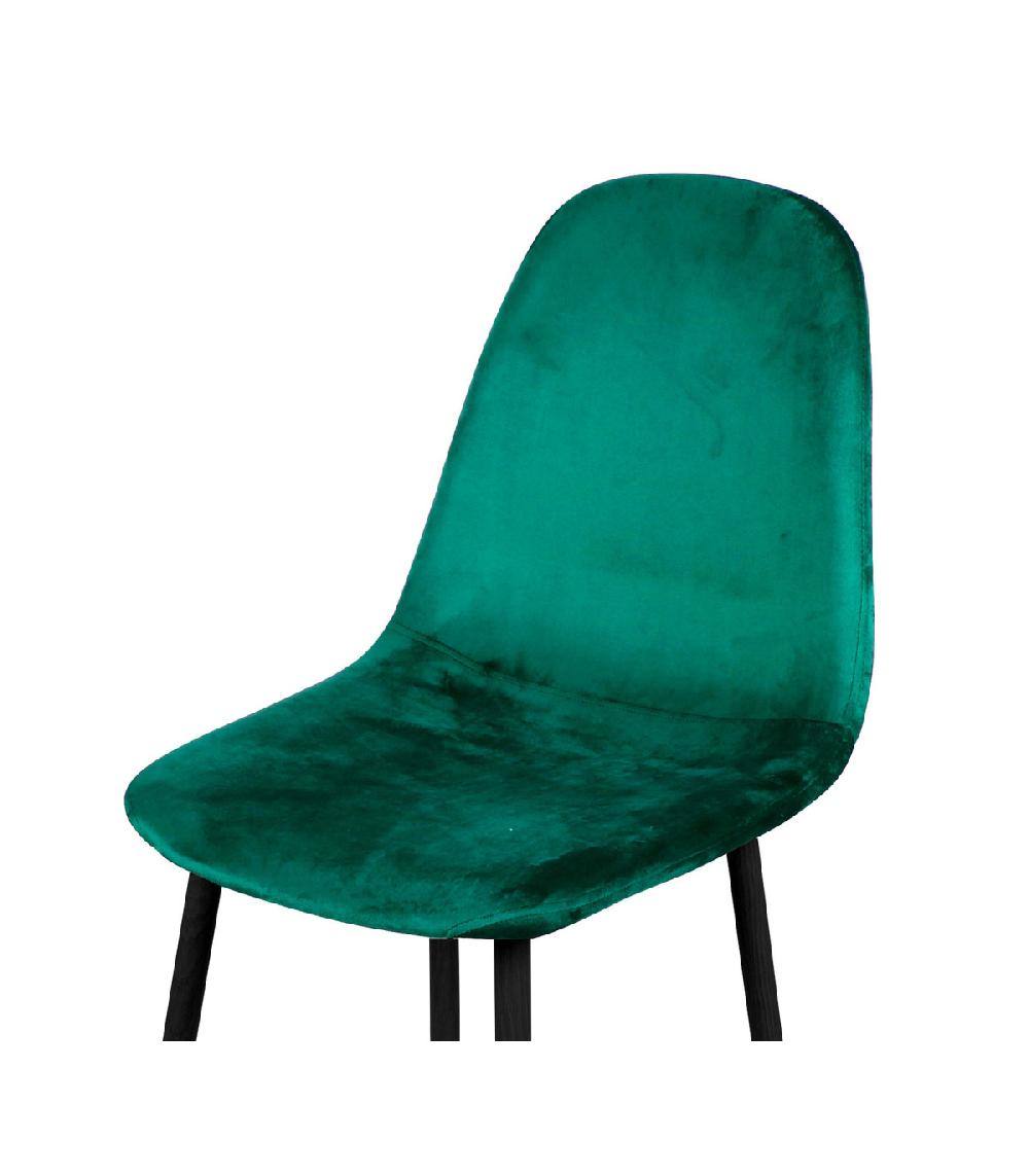 Wadiga Chaise En Velours Vert Pieds En Métal Noir - 44x53x88cm