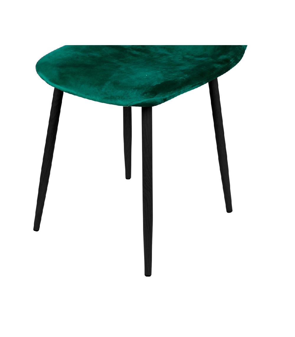 Wadiga Chaise En Velours Vert Pieds En Métal Noir - 44x53x88cm