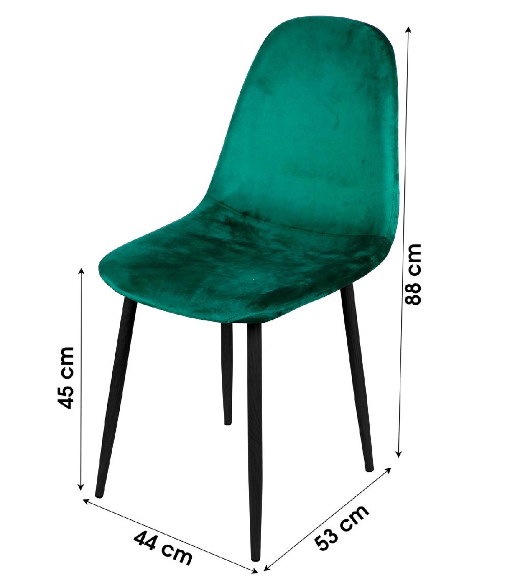 Wadiga Chaise En Velours Vert Pieds En Métal Noir - 44x53x88cm