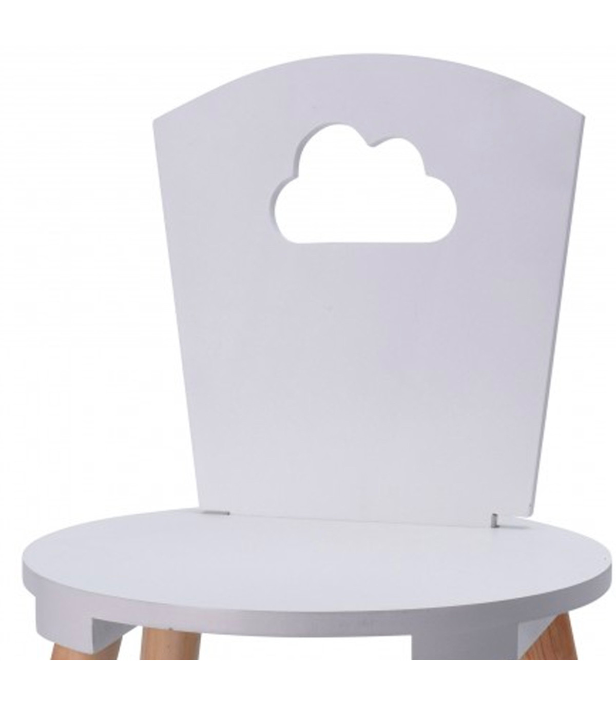 Wadiga Chaise Enfant Blanche Et Bois Nuage - 32x32x50cm