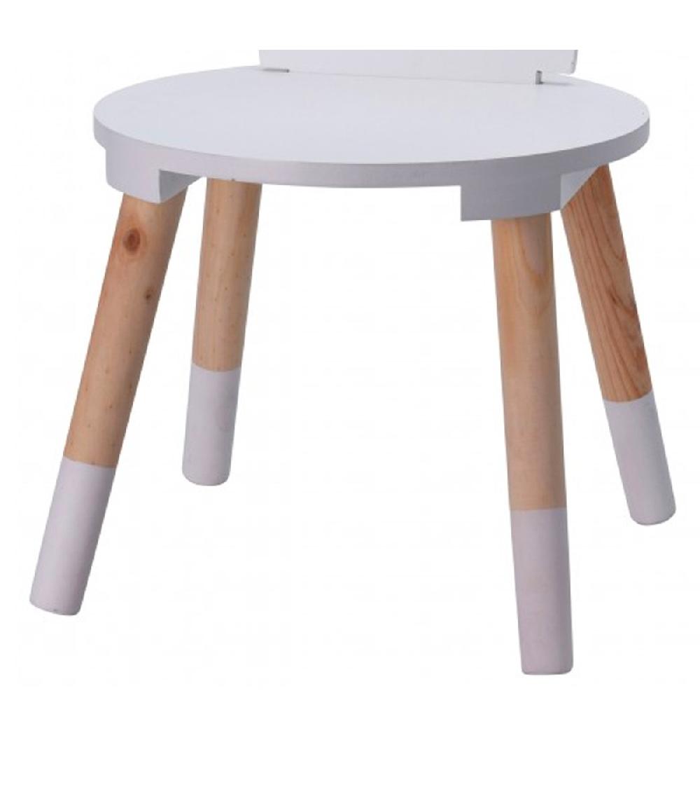 Wadiga Chaise Enfant Blanche Et Bois Nuage - 32x32x50cm