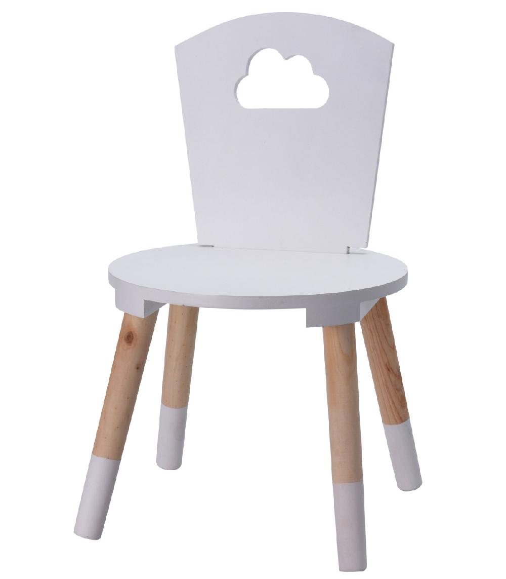 wadiga Chaise Enfant Blanche et Bois Nuage - 32x32x50cm