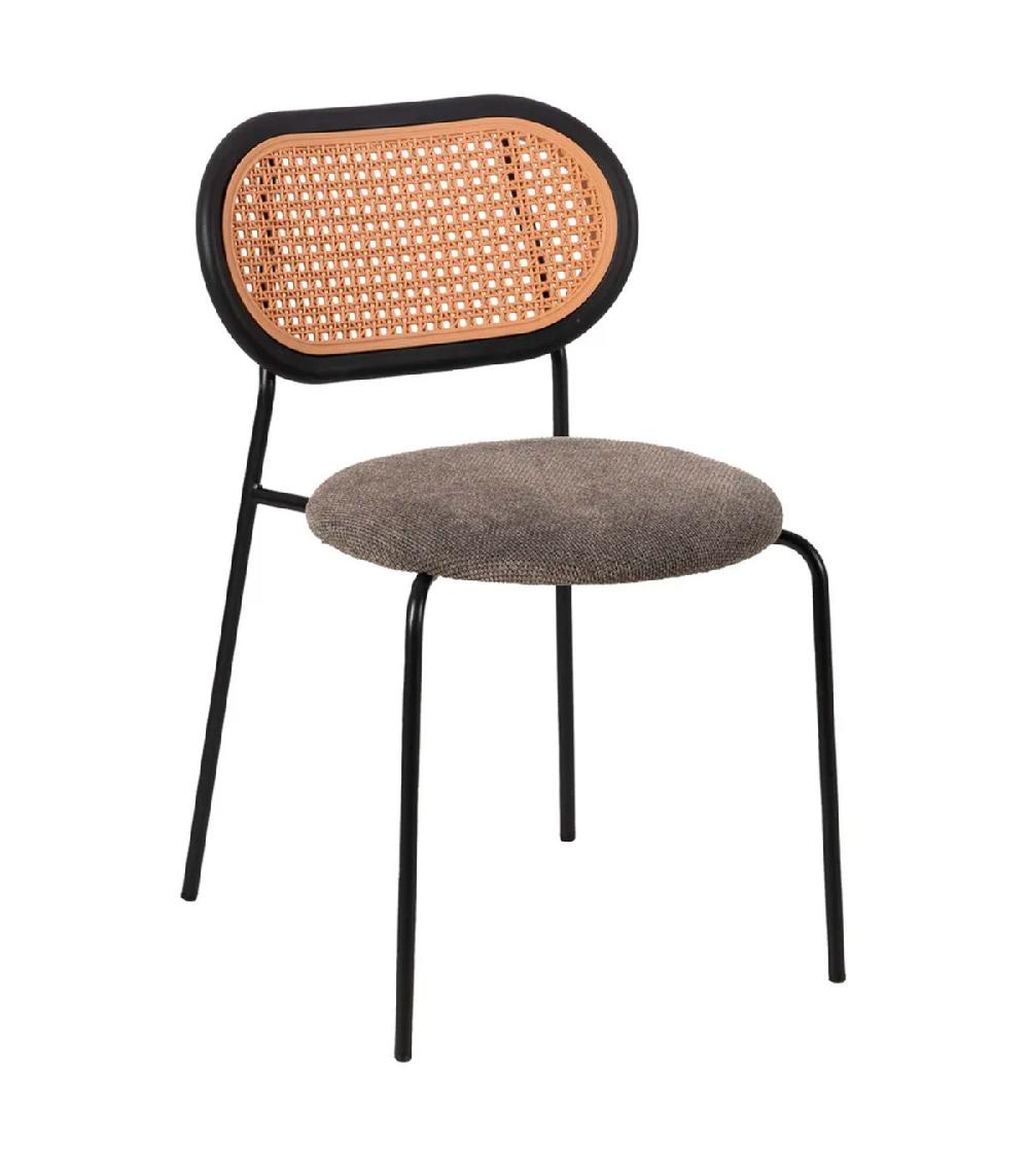 wadiga Chaise esprit bistrot en métal polypropylène et tissu gris taupe