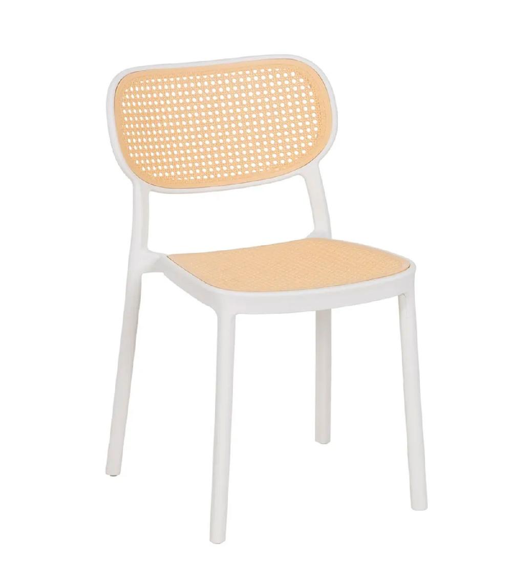 wadiga Chaise esprit bistrot en polypropylène blanc et beige