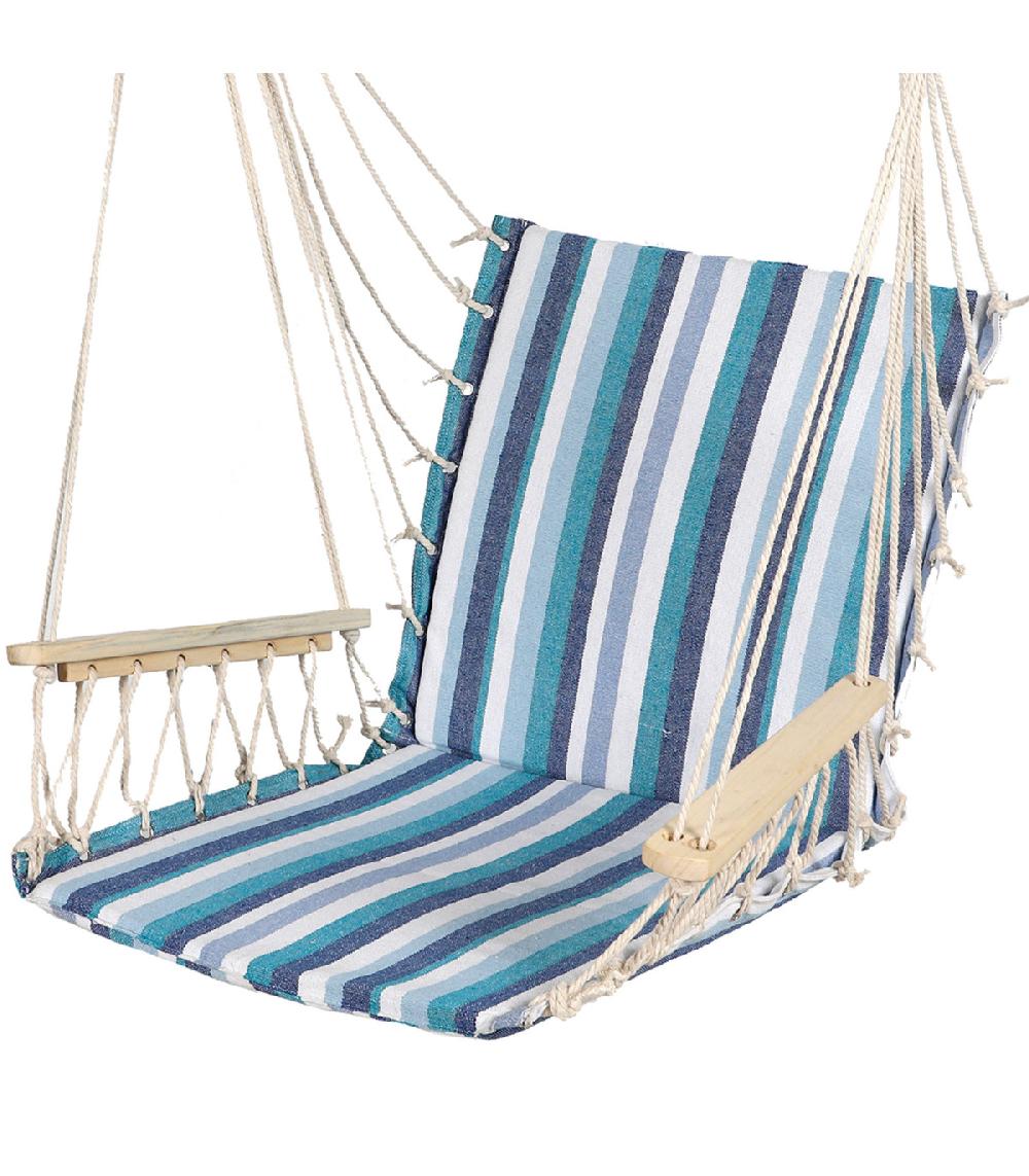 Wadiga Chaise-hamac Suspendue Relaxante Bois Et Tissu Bleu 60x60x100cm
