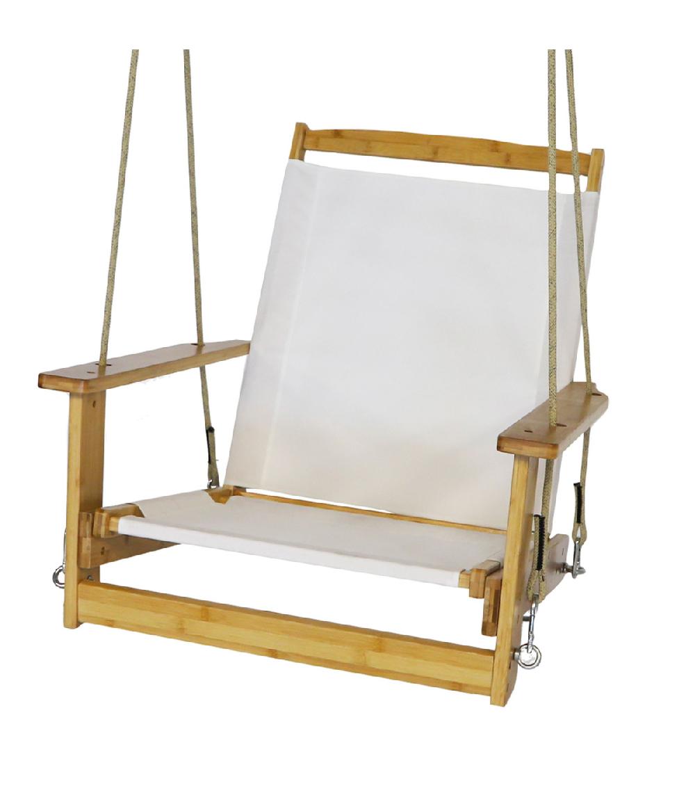 Wadiga Chaise-hamac Suspendue Relaxante Bois Et Tissu Ivoire 70x101.5x95.5cm