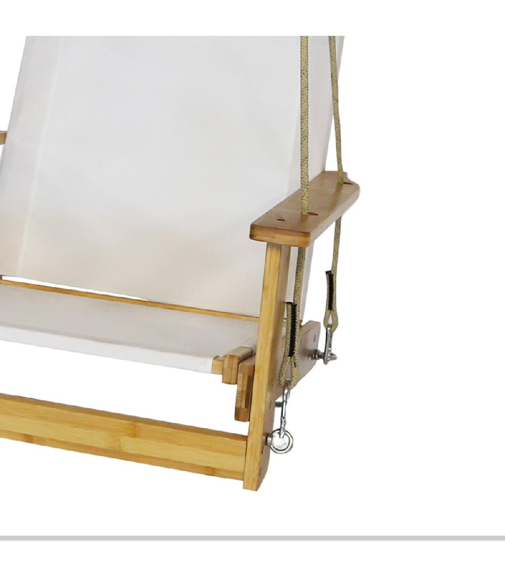 Wadiga Chaise-hamac Suspendue Relaxante Bois Et Tissu Ivoire 70x101.5x95.5cm