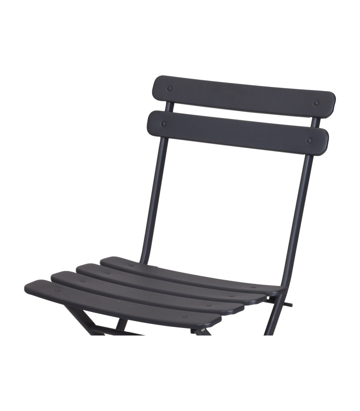 Wadiga Chaise Jardin Pliable Métal Gris Anthracite Bistrot - 48x42x80cm