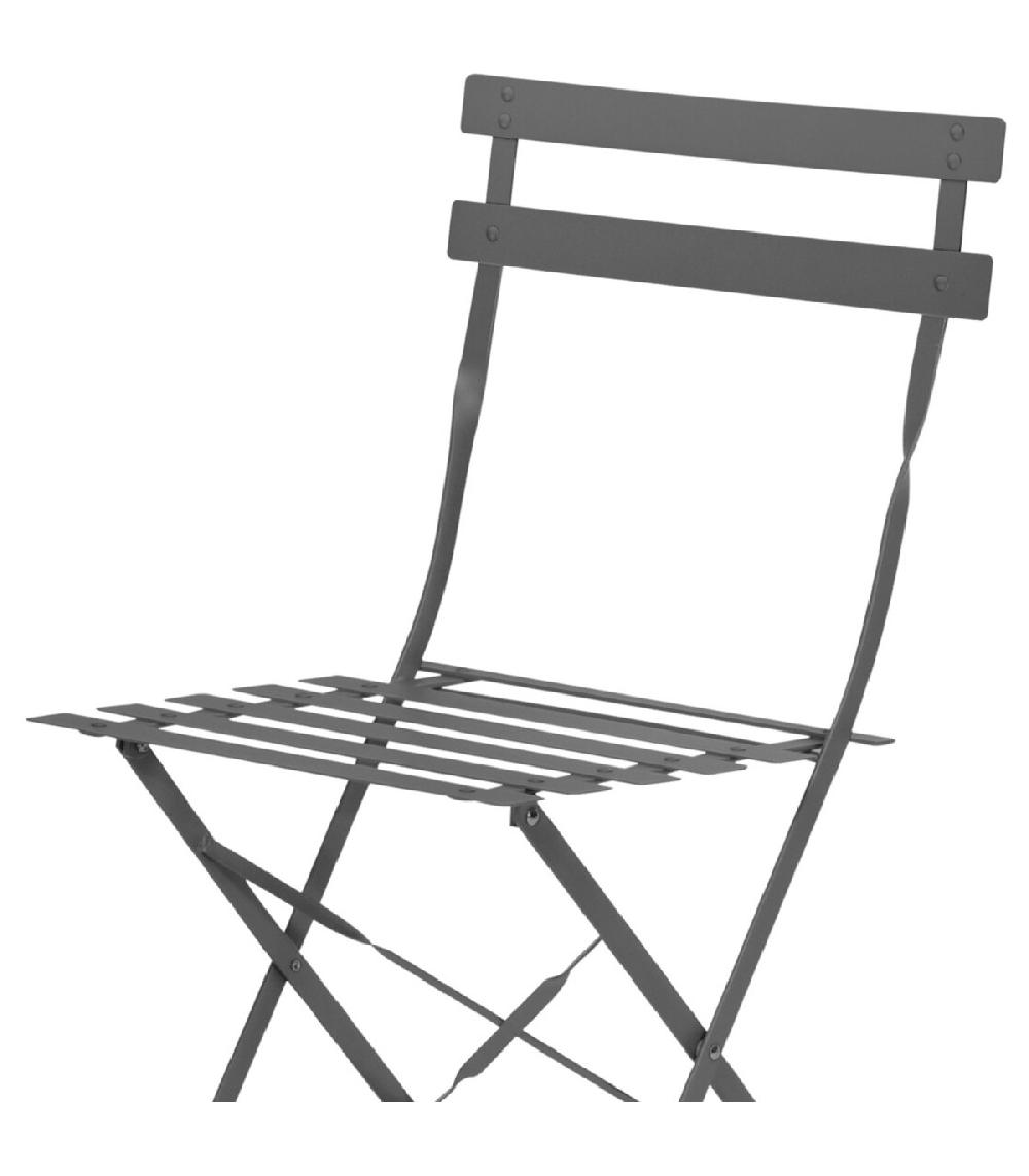 Wadiga Chaise Jardin Pliable Métal Gris Bistrot 41x45x81cm