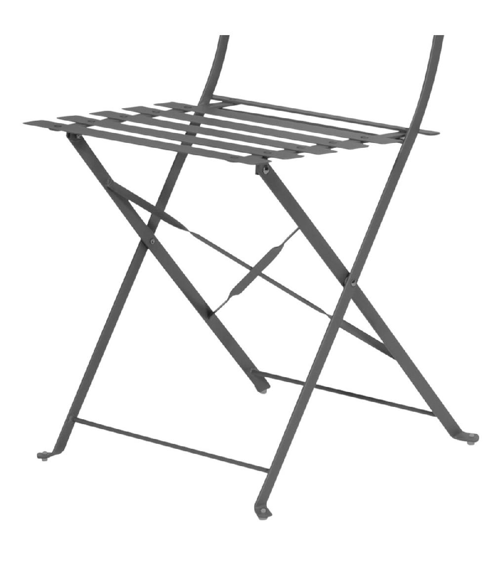 Wadiga Chaise Jardin Pliable Métal Gris Bistrot 41x45x81cm